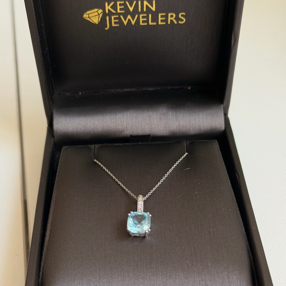 Silver Necklace with Blue Gemstone